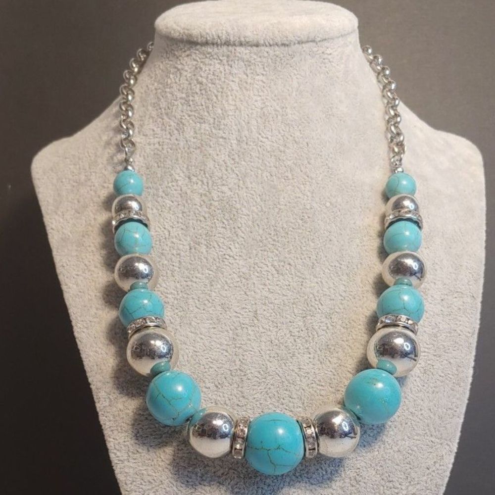 Paparazzi "The Ruling Class" Faux Turquoise Beaded Necklace, Silver-tone Accents